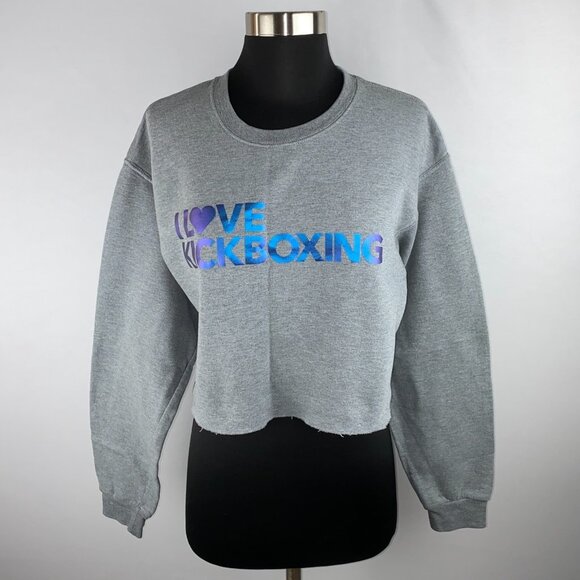 Athletic Works Cropped I Love Kickboxing Hand Cut Hem Sporty Action M * - Picture 1 of 6